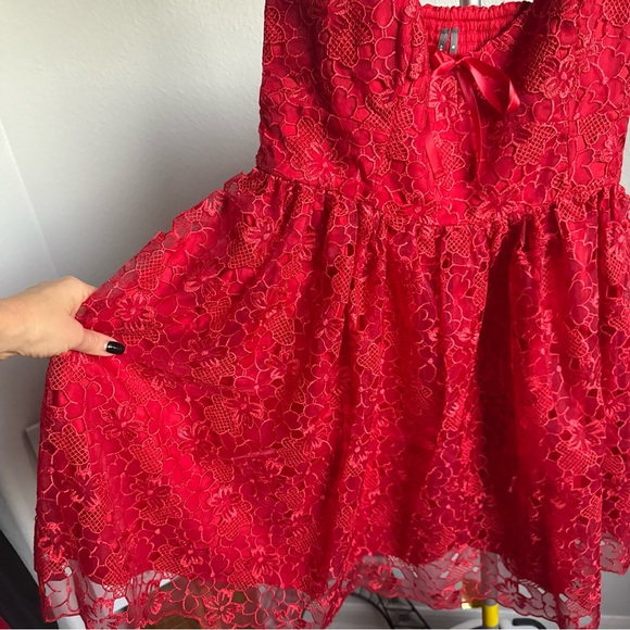 NWT By Anthropologie Ruffle-Strap Corset Lace Mini Dress Sz M - Picture 6 of 13